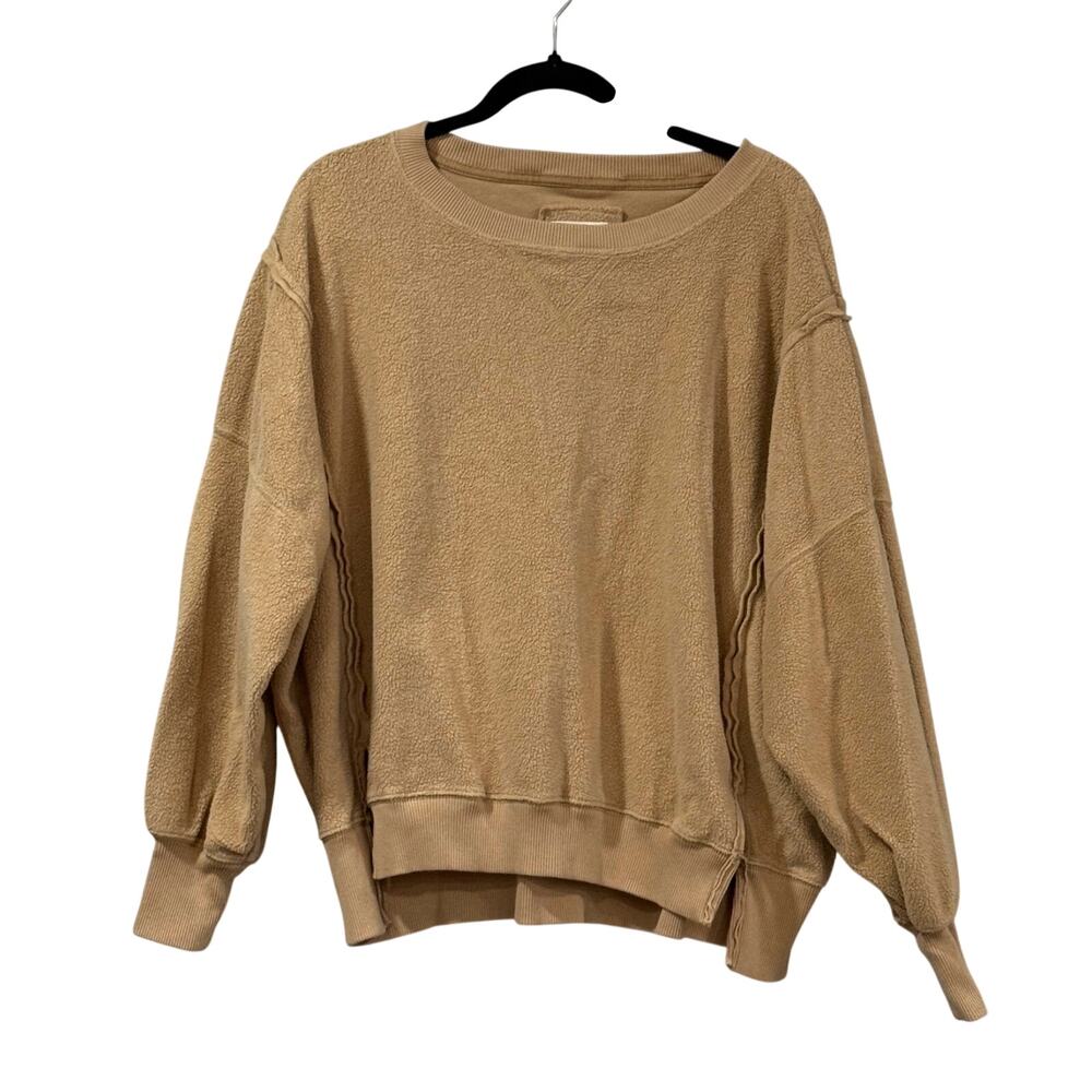 American Eagle Seriously Huggable Teddy Fleece Sweatshirt XL Tan Oversized Comfy